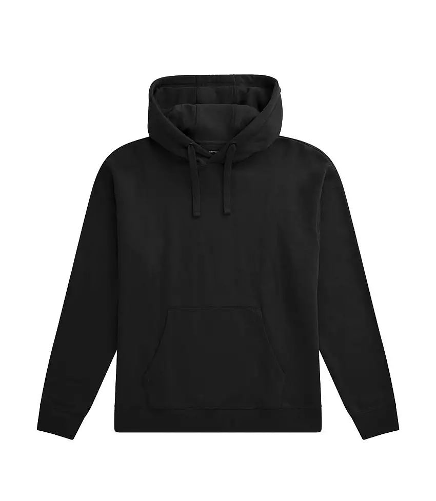 Mens Icon Organic Drop Shoulder Hoodie Jet Black Animal