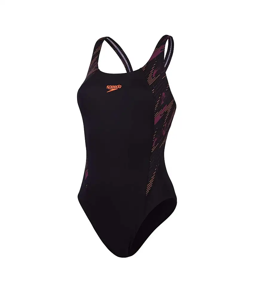 Womens/ladies Hyperboom Splice Muscleback One Piece Swimsuit Black Speedo