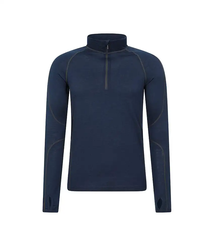 Mens Asgard Iii Merino Wool Thermal Top Dark Blue Mountain Warehouse