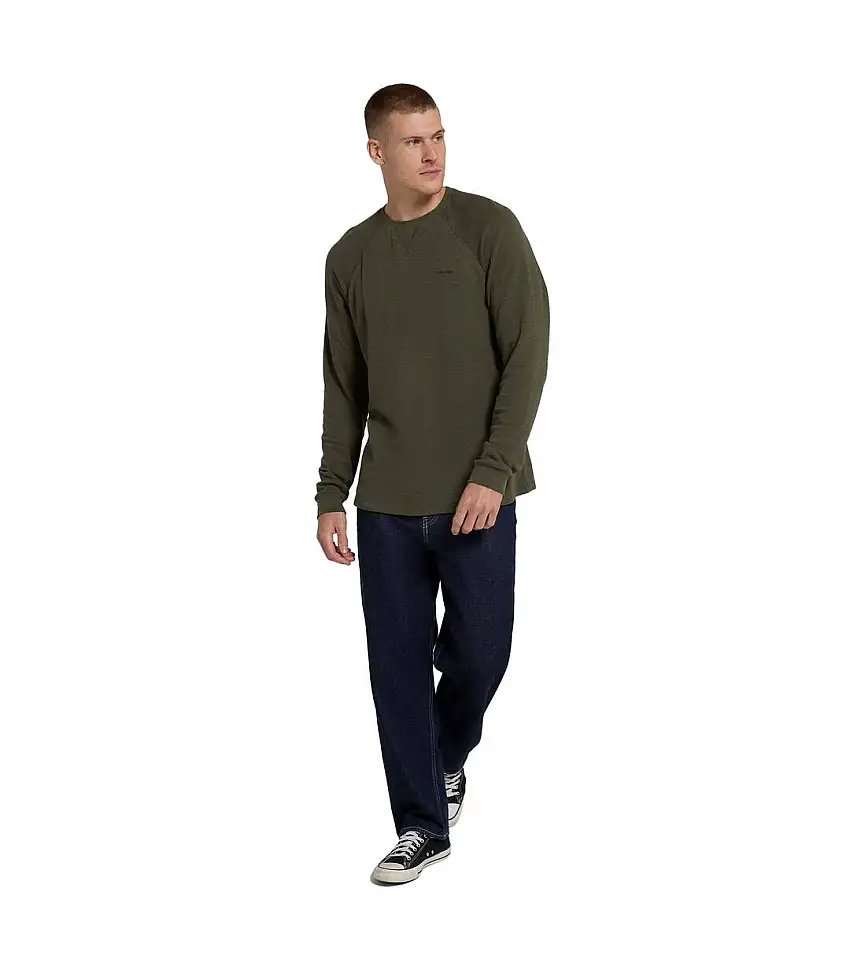 Mens Jude Waffle Long-sleeved T-shirt Khaki Green Animal
