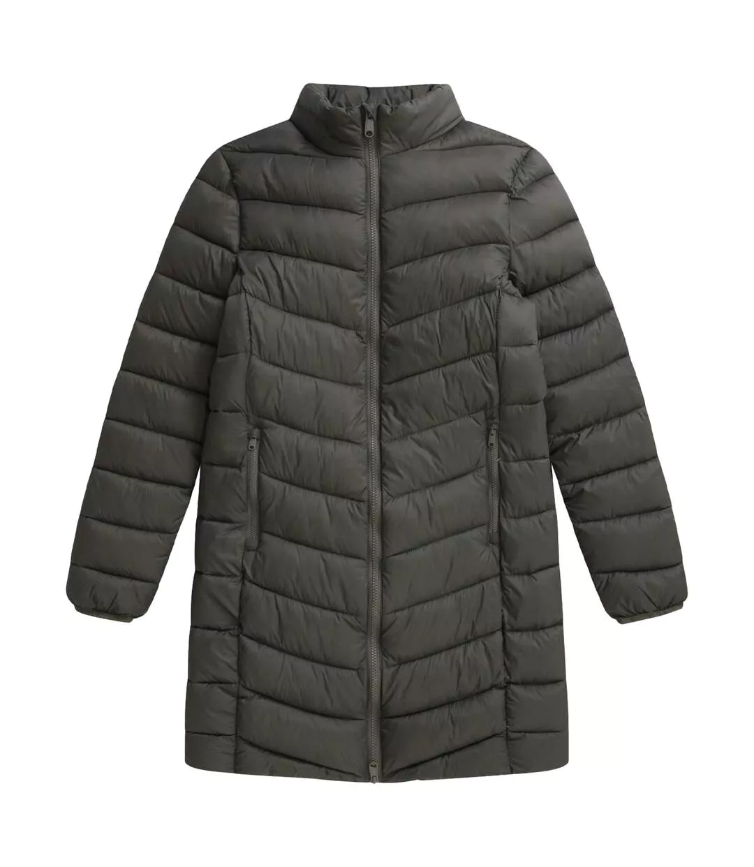 Womens/ladies Frankie Longline Padded Jacket Dark Khaki Animal