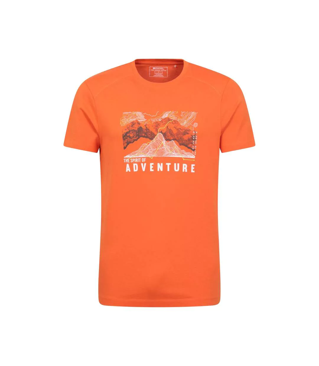 Mens Adventure Begins Organic Cotton T-shirt Orange Mountain Warehouse