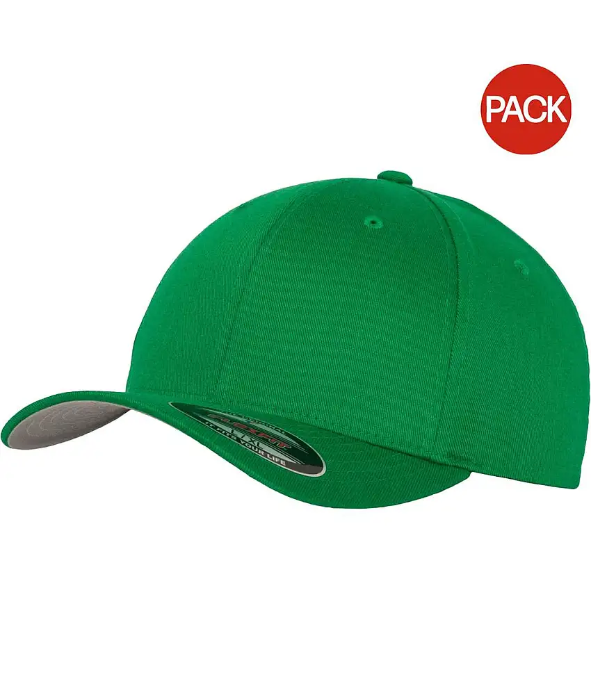 Yupoong Mens Flexfit Fitted Baseball Cap (Pack of 2) (Pepper Green) - UTRW6703