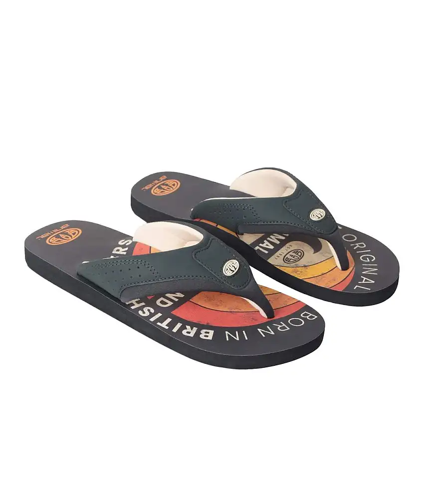 Mens Jekyl Recycled Flip Flops Bright Orange Animal
