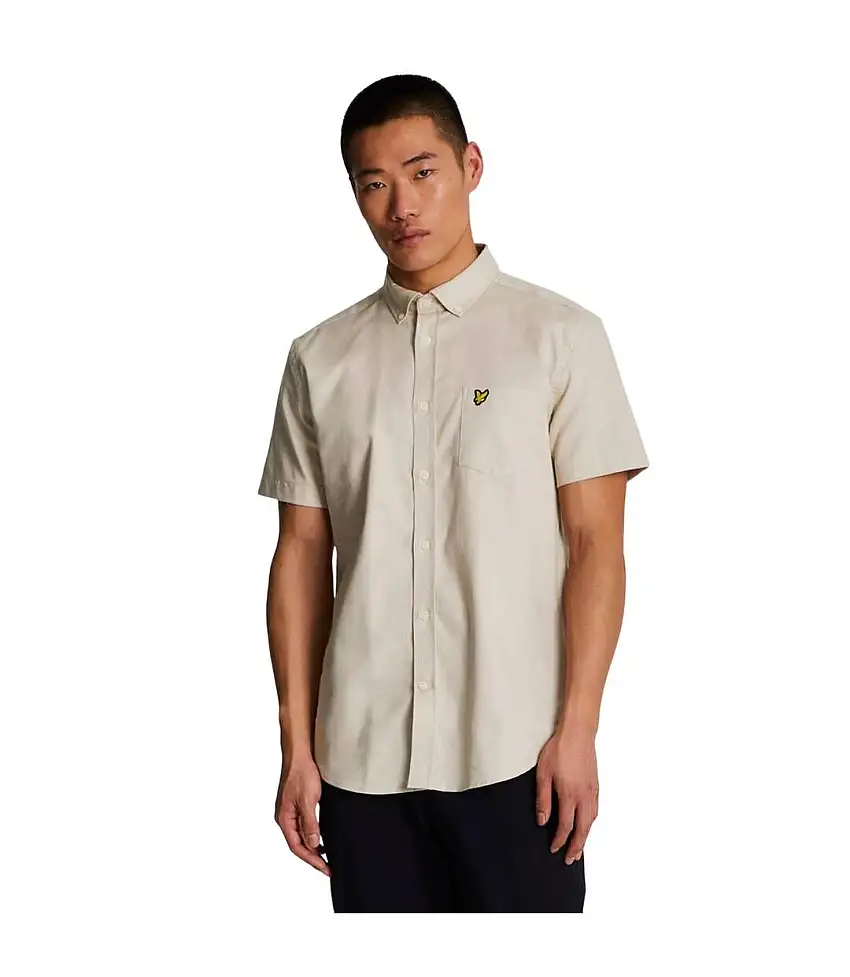 Mens Slub Short-sleeved Shirt Cream Lyle & Scott