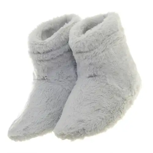 Grey Faux Fur Microwavable Slipper Boots