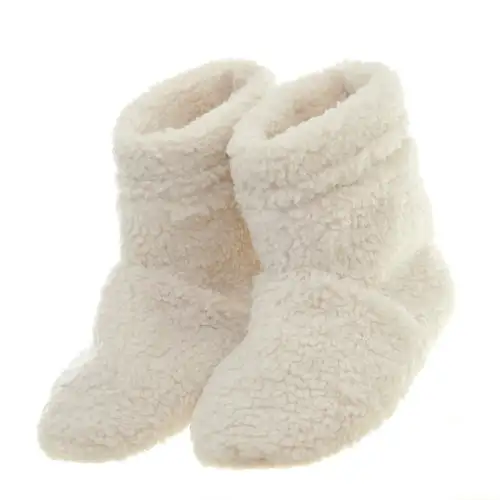 Cream Teddy Fleece Microwavable Slipper Boots