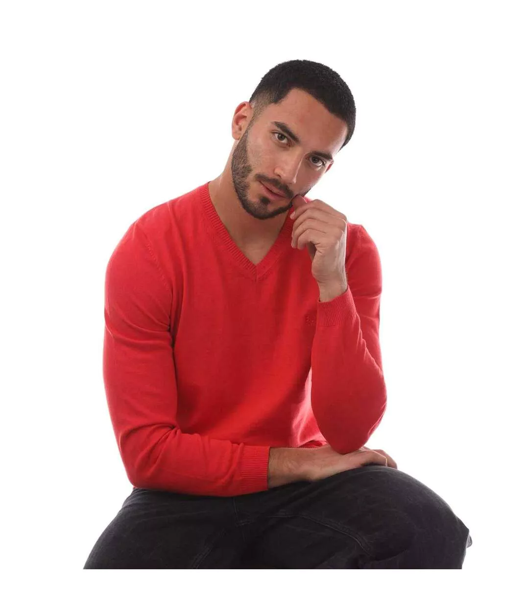 Mens Barnabas-4 V Neck Sweater Top Red Boss