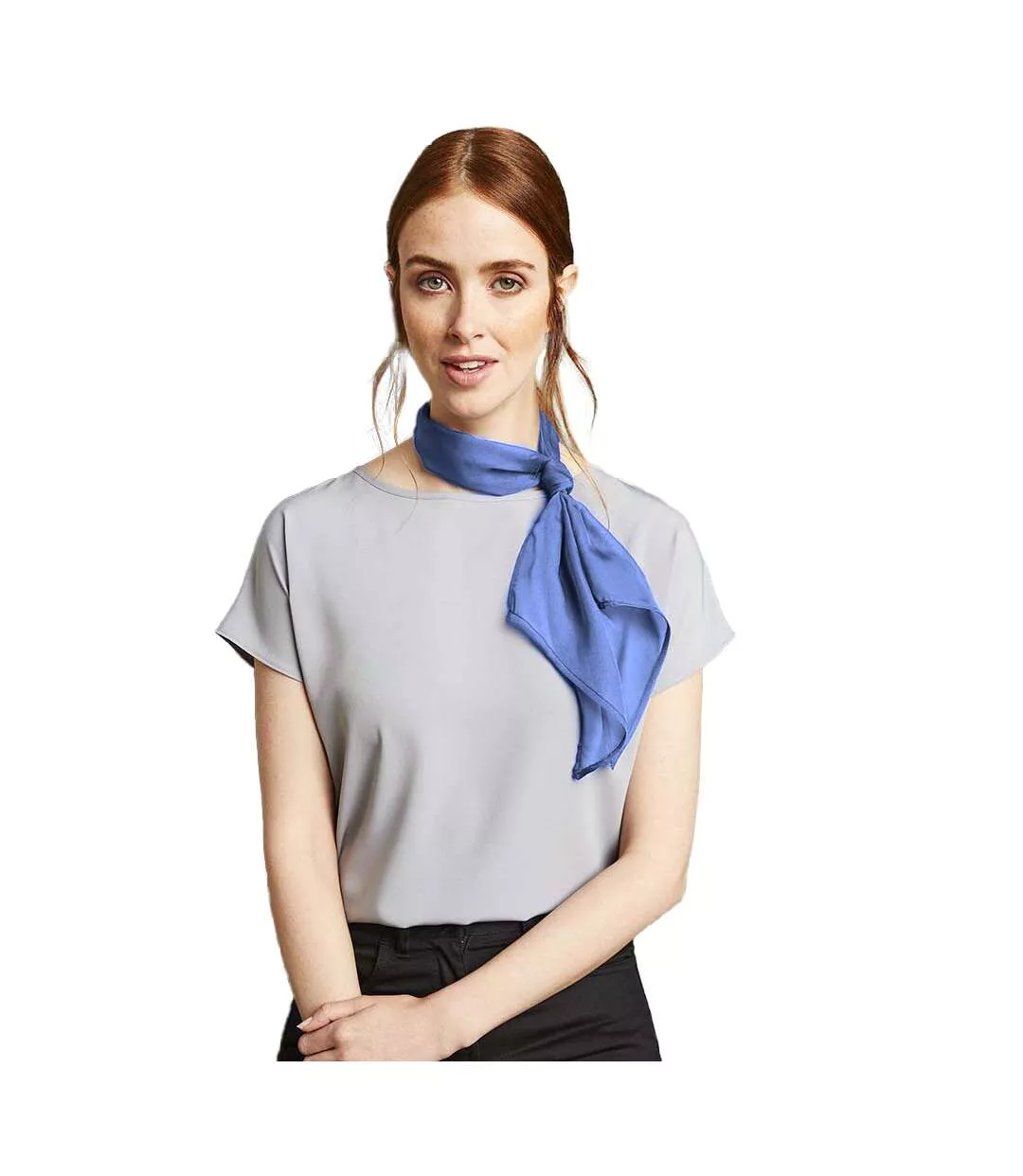 Ladies/womens Work Chiffon Formal Scarf One Size Mid Blue Premier