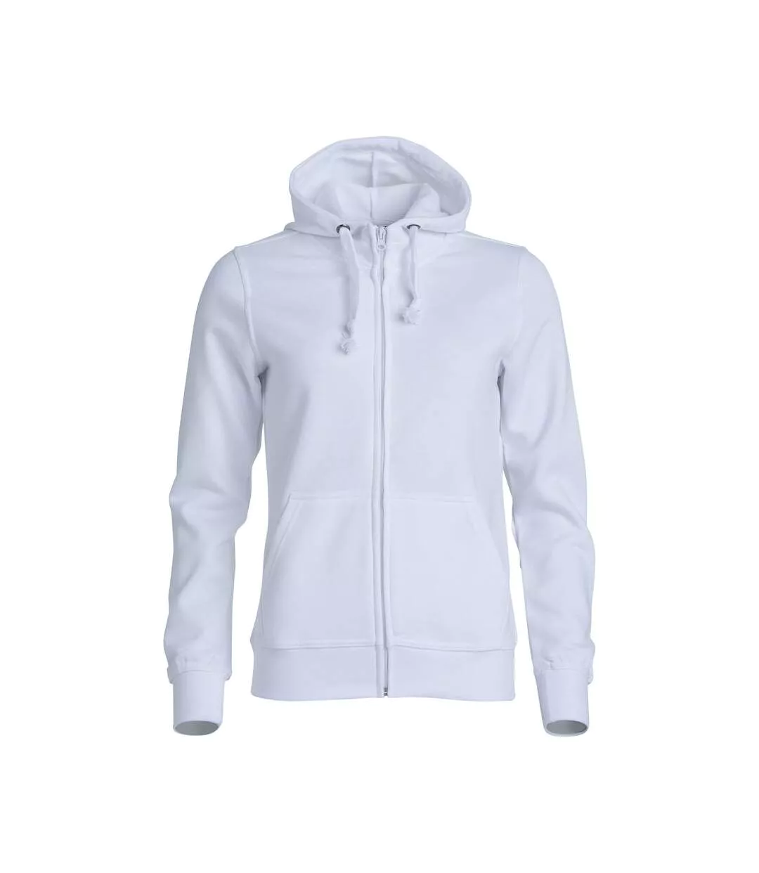 Womens/ladies Plain Full Zip Hoodie White Clique