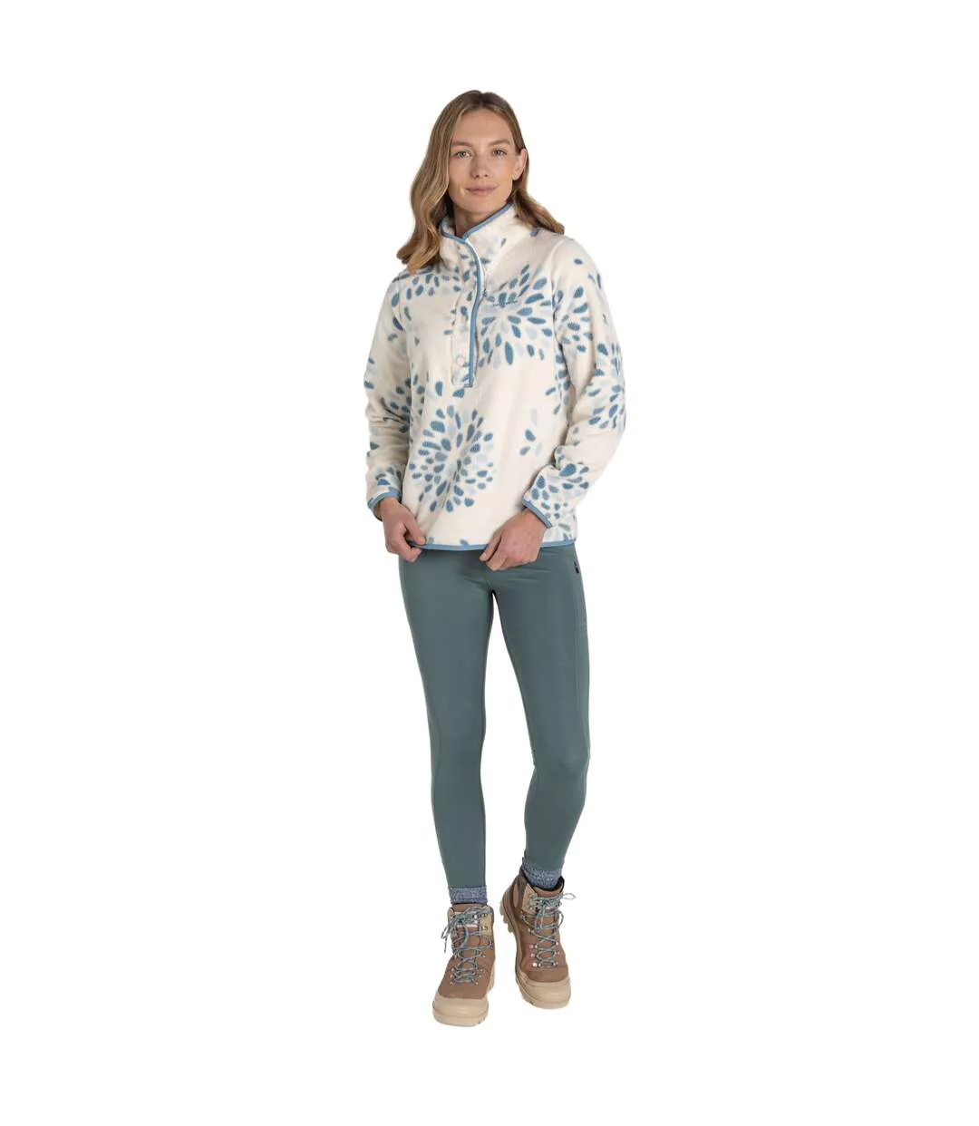 Womens/ladies Rosemary Floral Overhead Fleece Top Sky Craghoppers