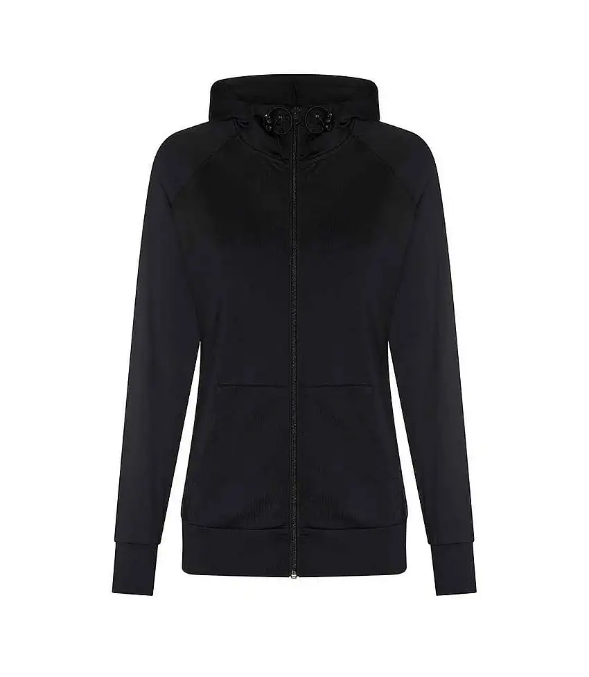 Womens/ladies Zoodie Contrast Full Zip Hoodie Jet Black AWDis Cool