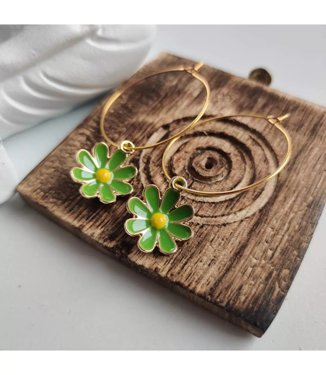 Sunflower Charm Floral Dainty Dangle Colourful Boho Hoop Earring