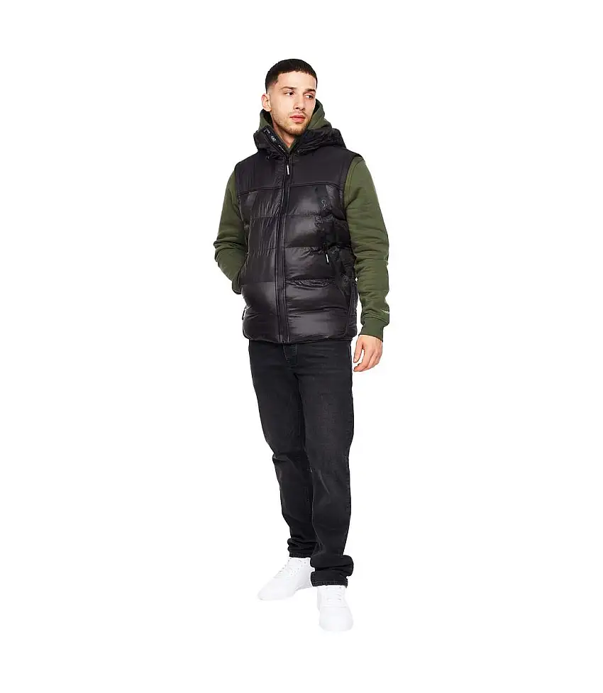 Mens Craystore Hooded Gilet Black Crosshatch