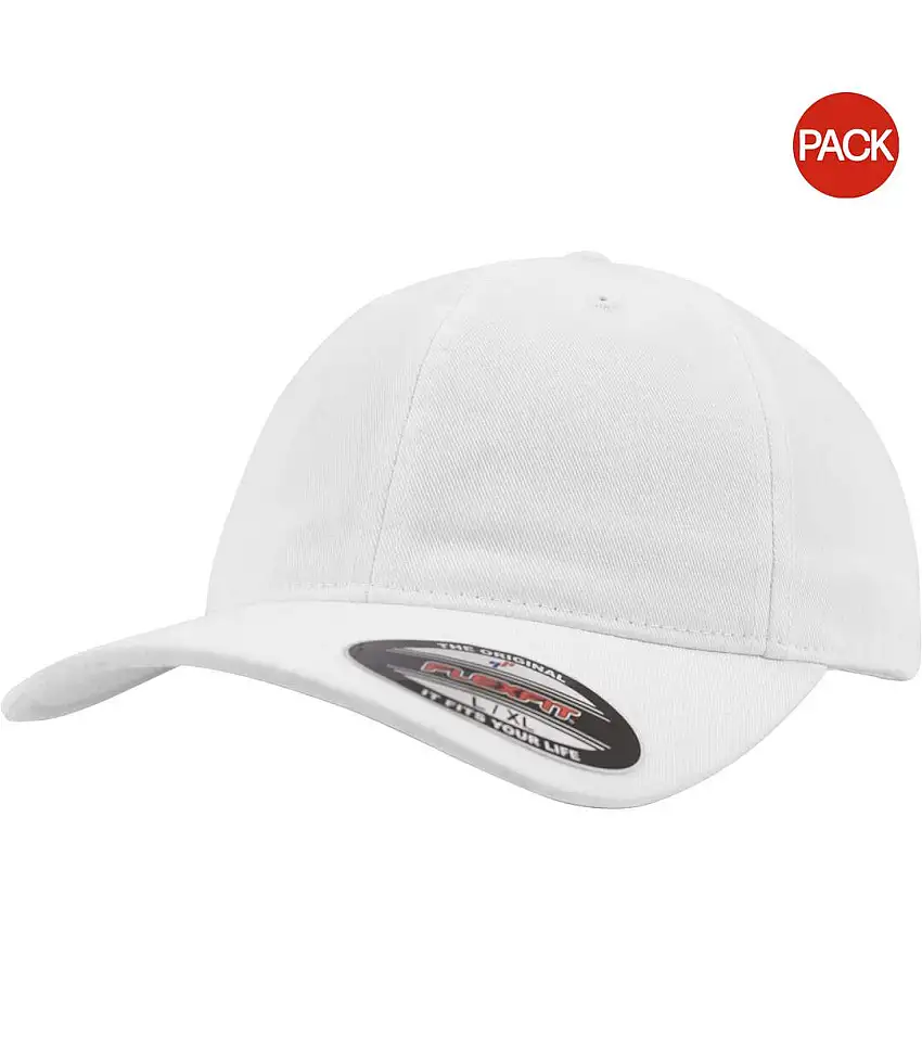 Flexfit Garment Washed Cotton Dad Baseball Cap (Pack of 2) (White) - UTRW6731