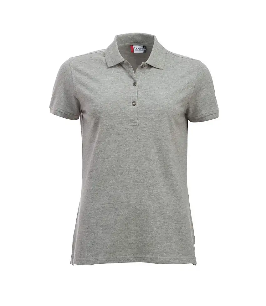 Womens/ladies Classic Marion Melange Polo Shirt Grey Melange Clique