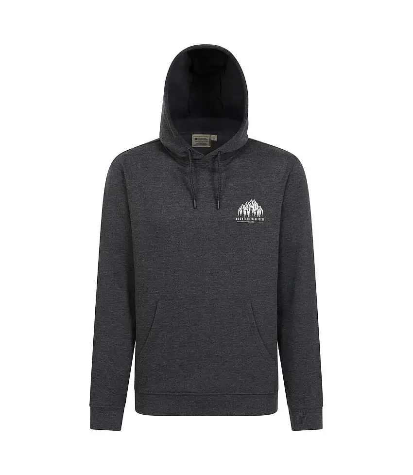 Mens Adventure Mountain Drawstring Hoodie Charcoal Mountain Warehouse