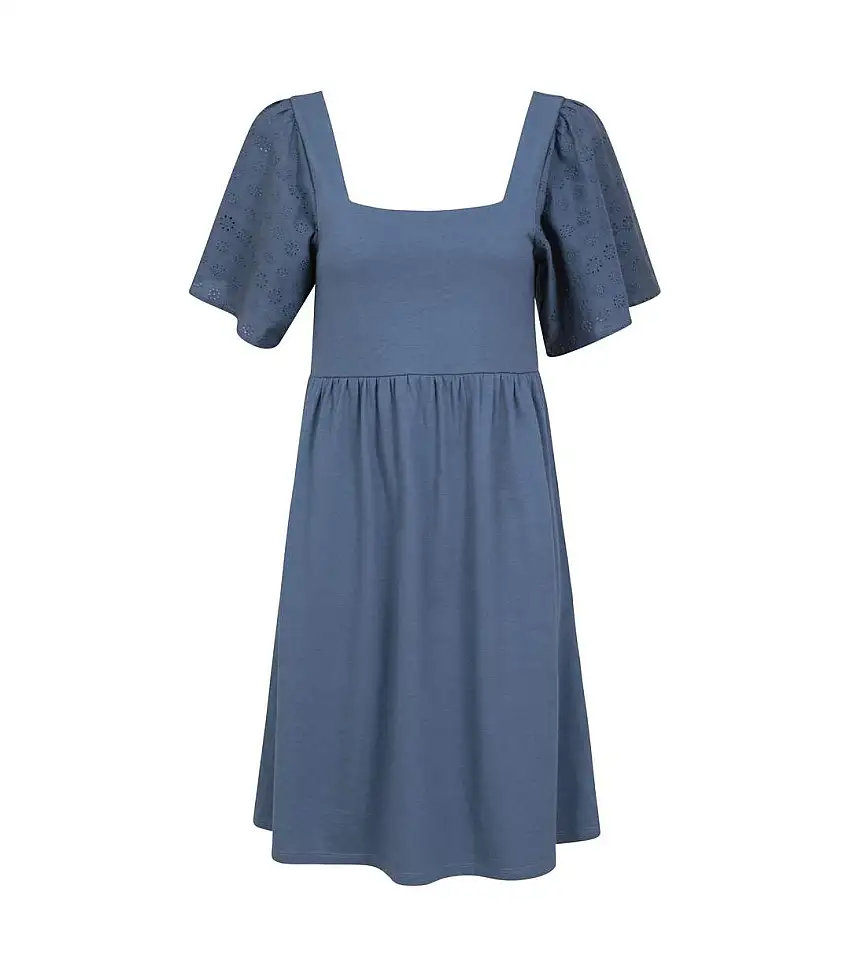 Womens/ladies Verona Broderie Sleeve Dress Blue Mountain Warehouse