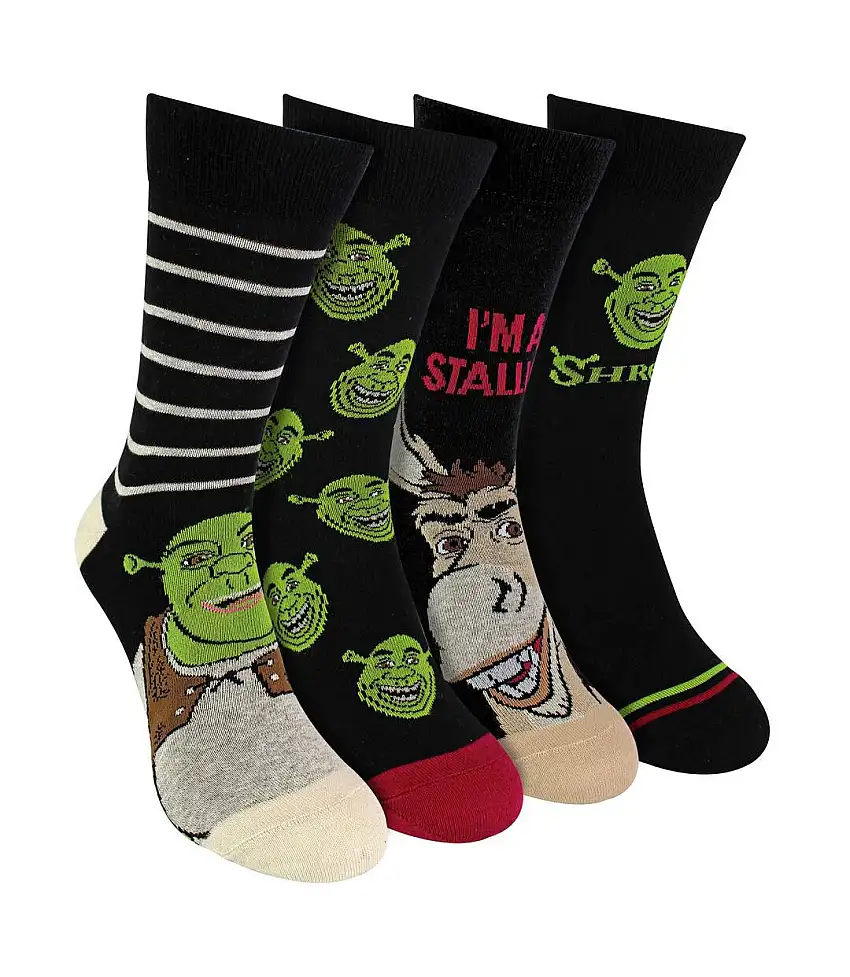 4 Pack Novelty Cotton Shrek Socks for Men and Women