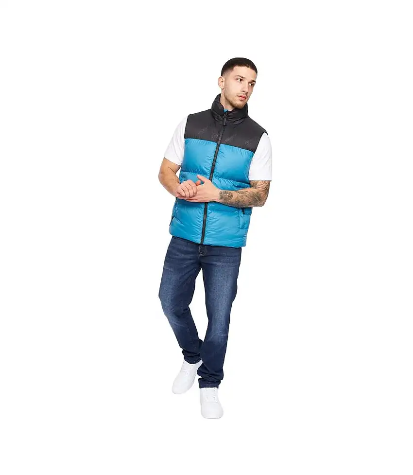 Mens Demerley Contrast Panel Gilet Petrol Black Crosshatch