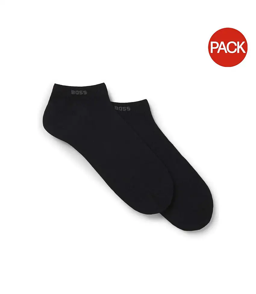 Pack Of 2 Mens Ankle Socks Black Boss