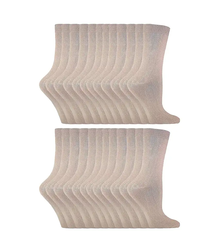 24 Pairs Ladies Plain Cotton Rich Dress Socks