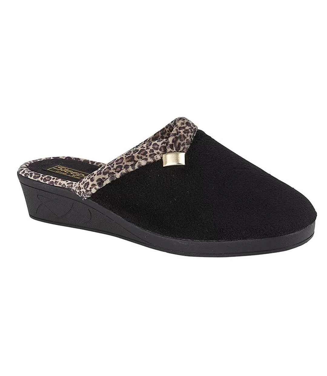 Womens/ladies Jackie Slippers Black Sleepers