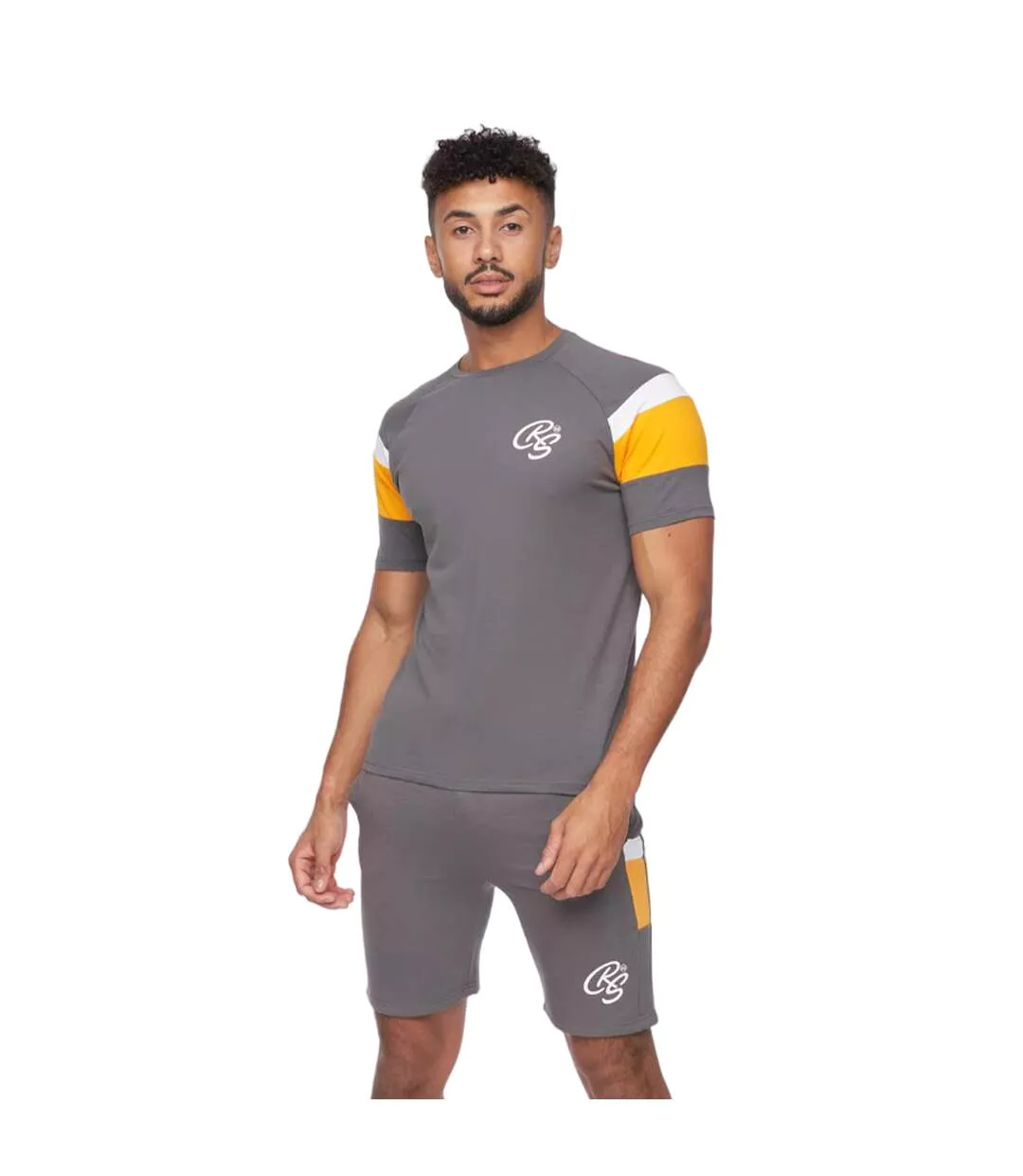 Mens Cremland T-shirt & Shorts Set Dark Grey Crosshatch
