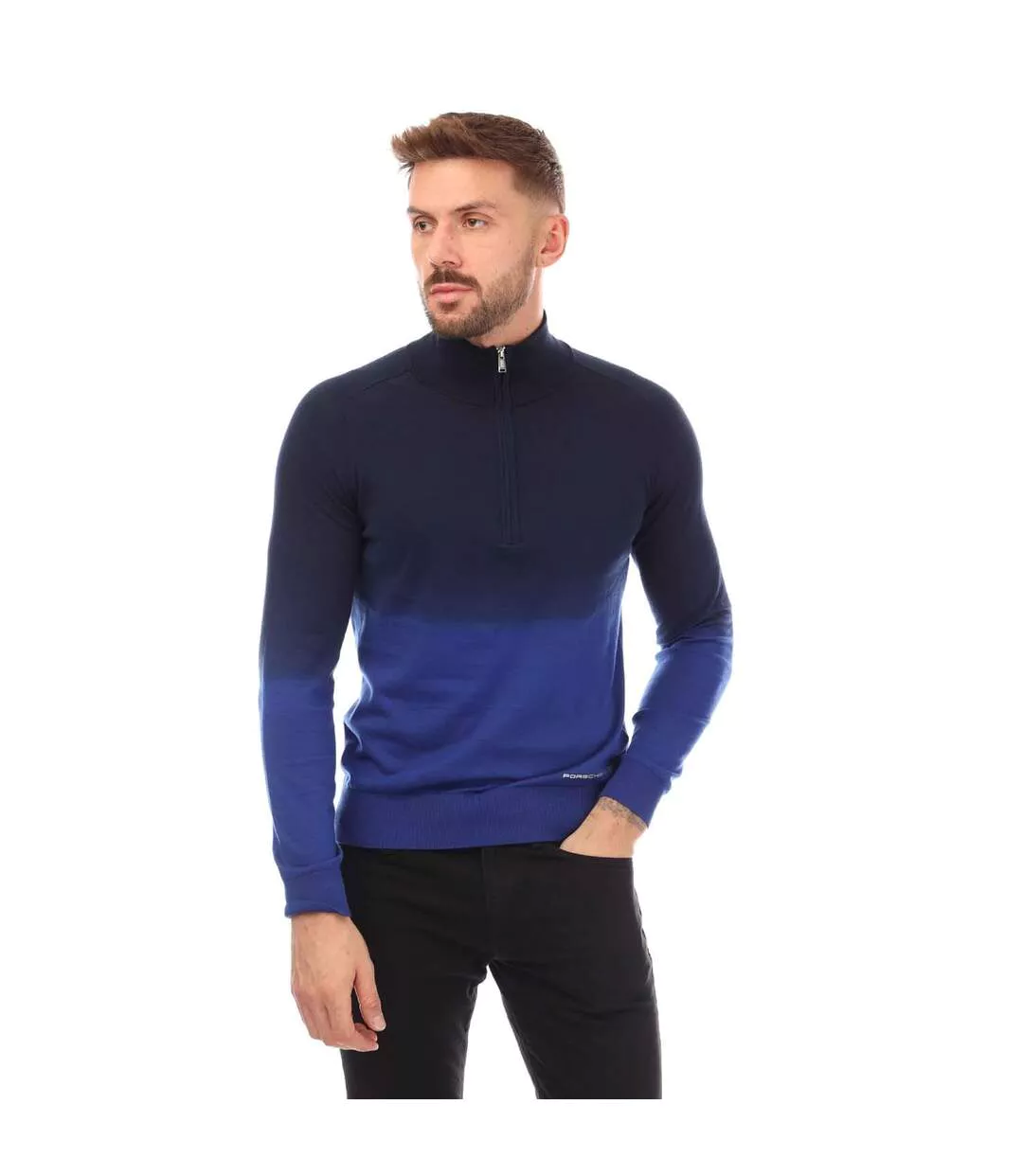 Mens Gesso Half Zip Sweatshirt Blue Navy Boss