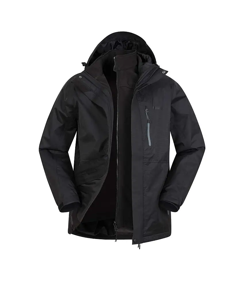 Mens Bracken Extreme 3 In 1 Waterproof Jacket Black Mountain Warehouse