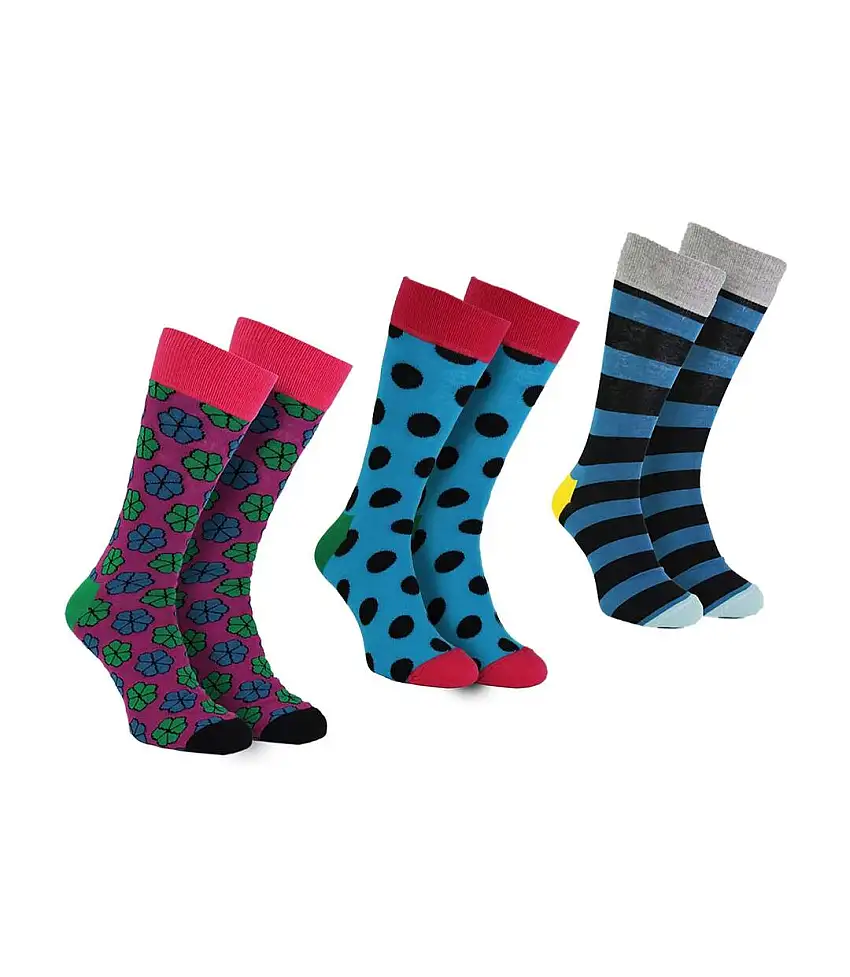 Set of 3 Striped Dress Mens Socks in Assorted Colors for Ultimate Style