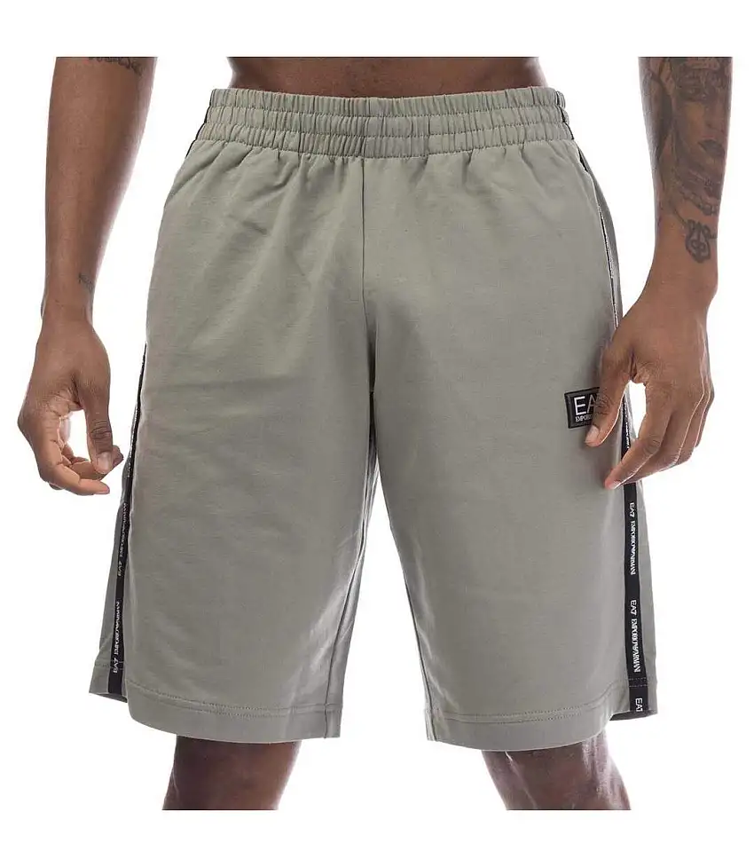 Mens Logo Branded Tape Shorts Green Emporio Armani