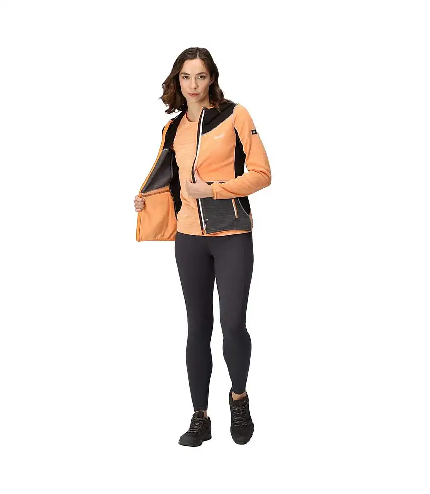 Womens/ladies Walbury Vi Marl Full Zip Fleece Jacket Apricot Crush Black Regatta