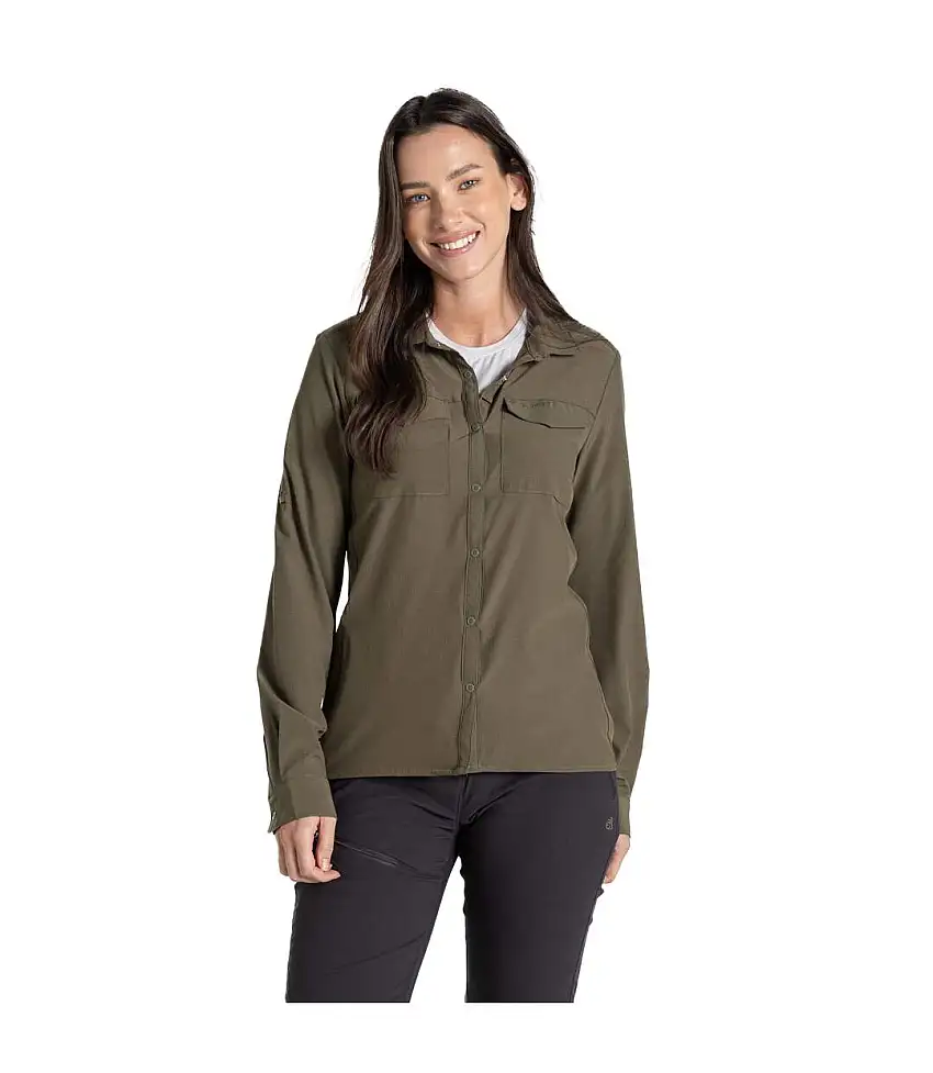 Womens/ladies Nosilife Pro Iii Nosilife Long-sleeved Shirt Wild Olive Craghoppers