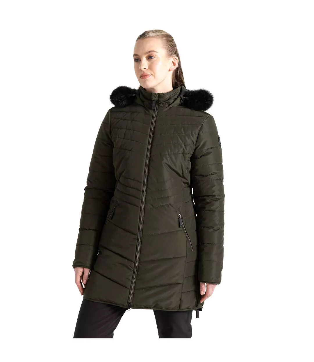 Womens/ladies Striking Iiii Mid Length Padded Jacket Dark Khaki Dare 2B