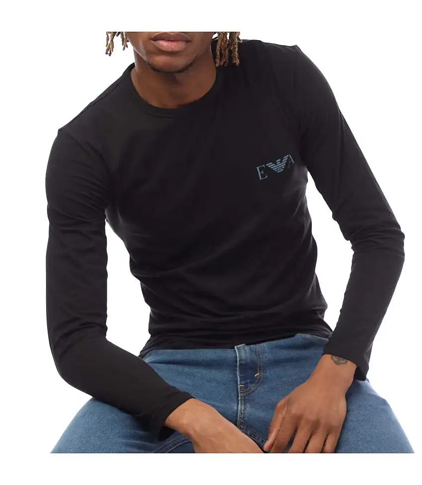 Mens Slim Long-sleeved T-shirt Black Emporio Armani