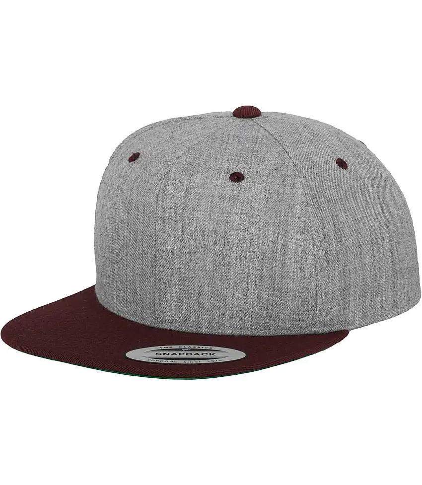 Yupoong Mens The Classic Premium Snapback 2-Tone Cap (Heather/ Maroon) - UTRW2887