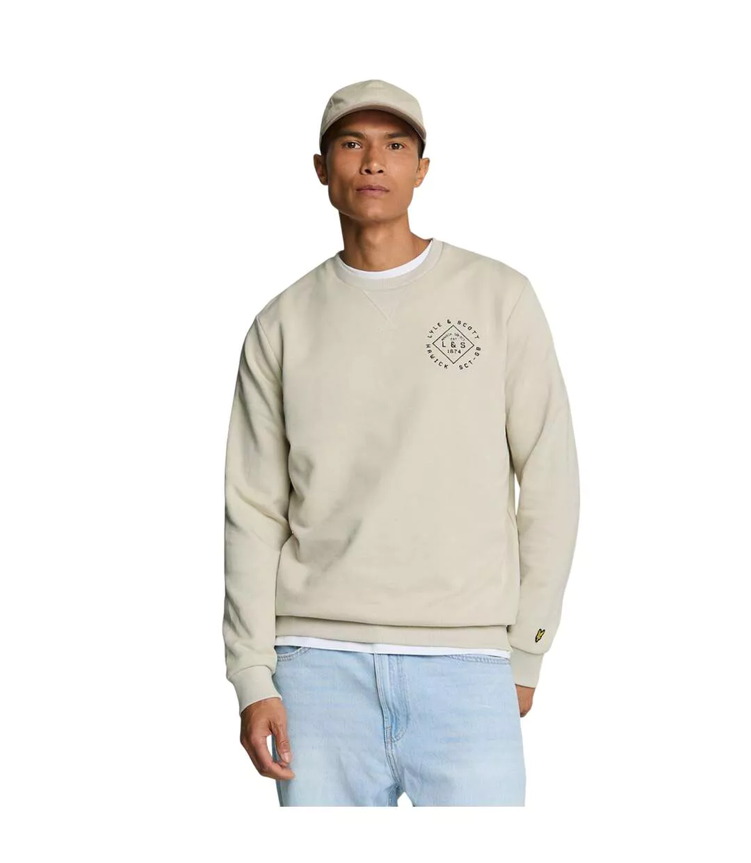 Mens Stamp Crew Neck Sweatshirt Cream Lyle & Scott