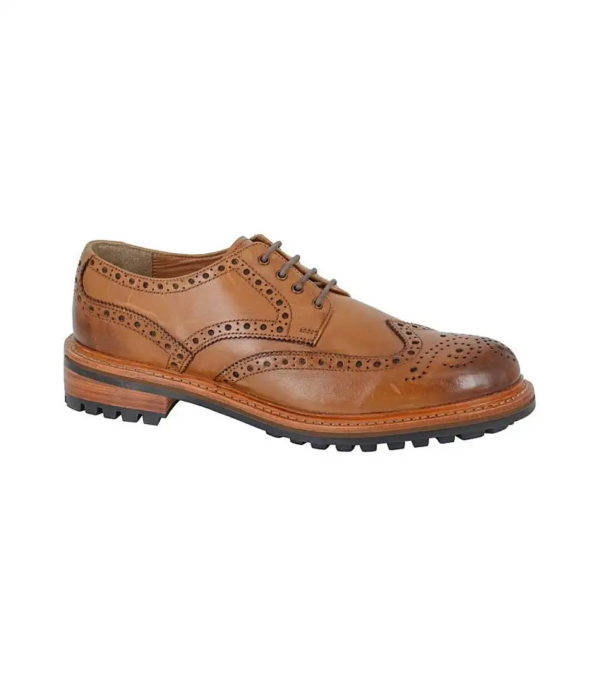 Mens Leather Brogues Tan Woodland