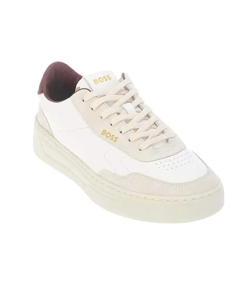 Mens Baltimore Leather Tennis Trainers Natural Boss