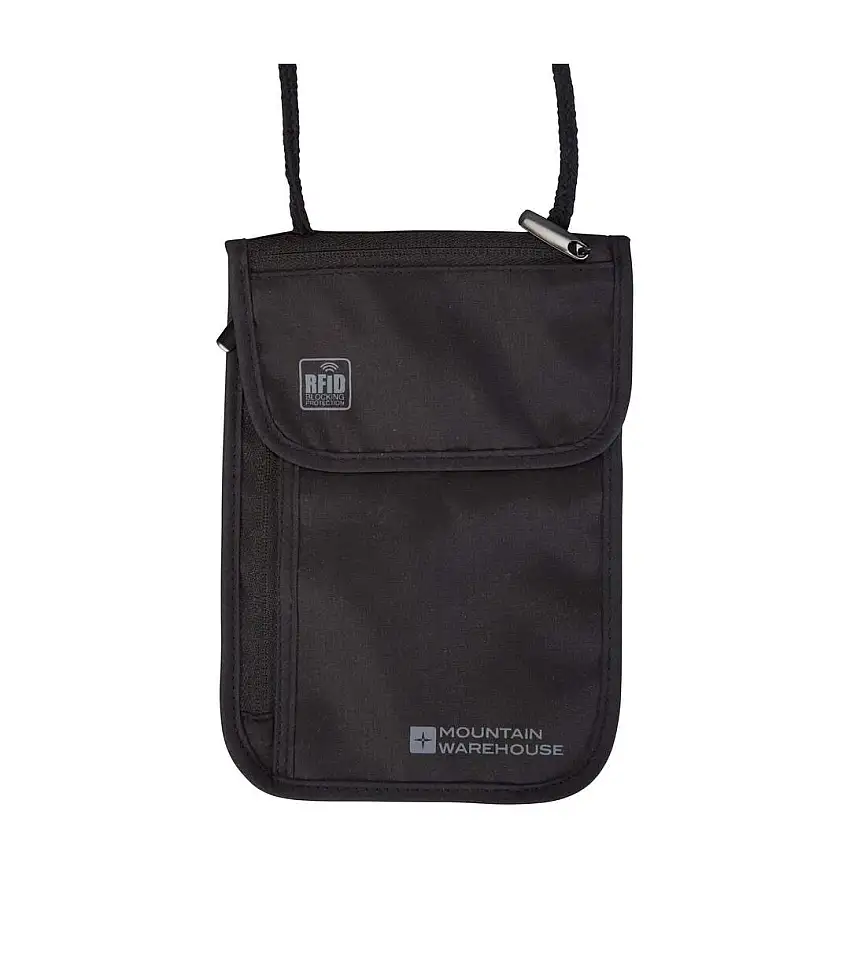 Logo rfid blocking neck pouch one size black Mountain Warehouse