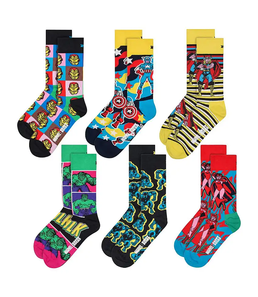 6 Pack Avengers Socks Bundle Novelty Socks | Gift Idea