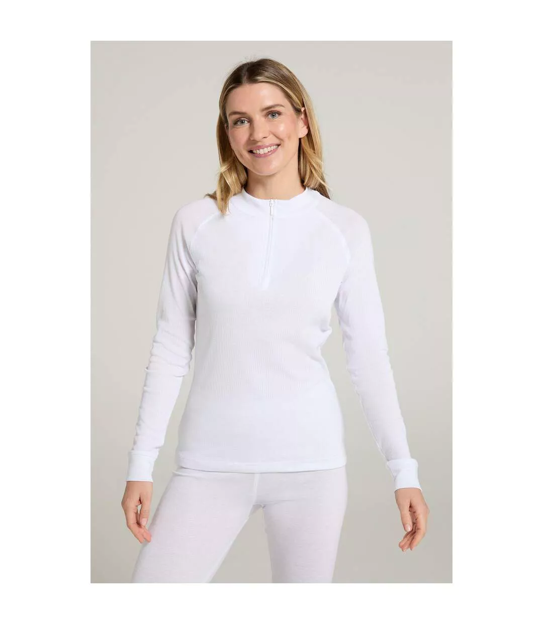Womens/ladies Talus Zip Neck Long-sleeved Thermal Top White Mountain Warehouse