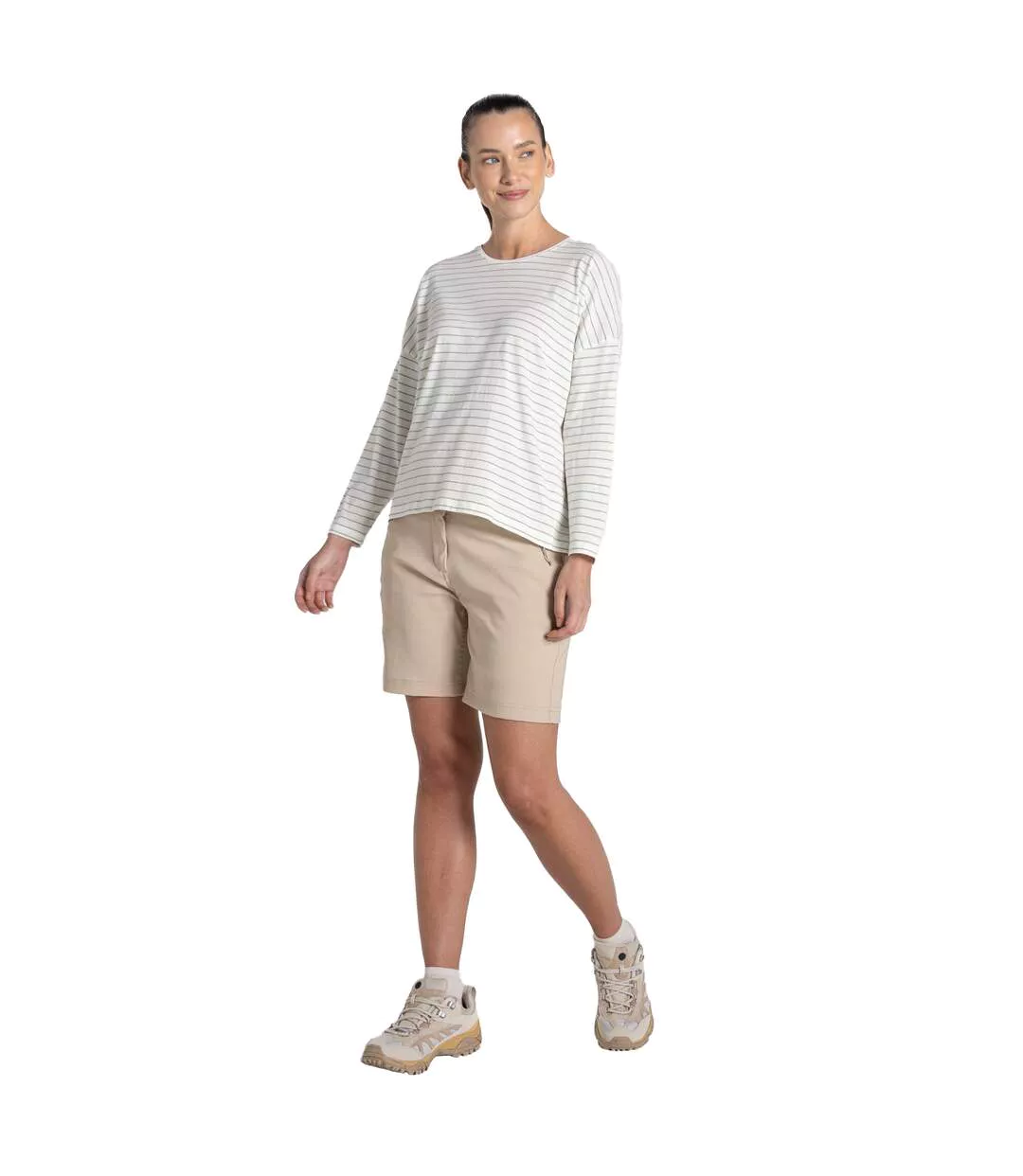 Womens/ladies Kielder Stripe Long-sleeved T-shirt Bud Green Craghoppers