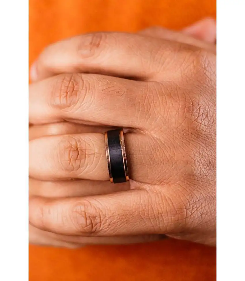 8mm Wide Band Black Wedding Tungsten Thick Men's Band Ring