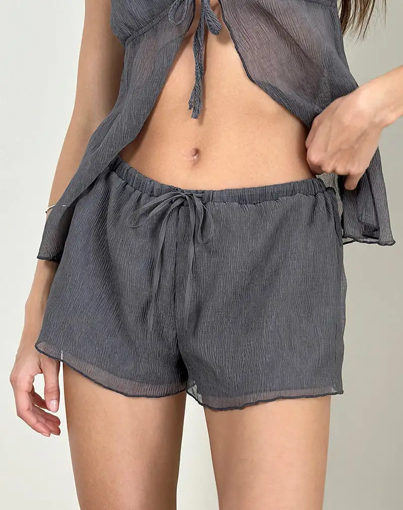 Elletra Short in Crinkle Chiffon Grey