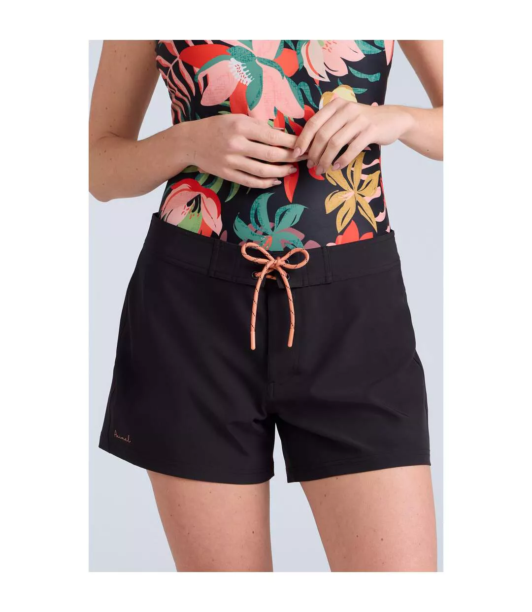 Womens/ladies Aurora Swim Shorts Black Animal