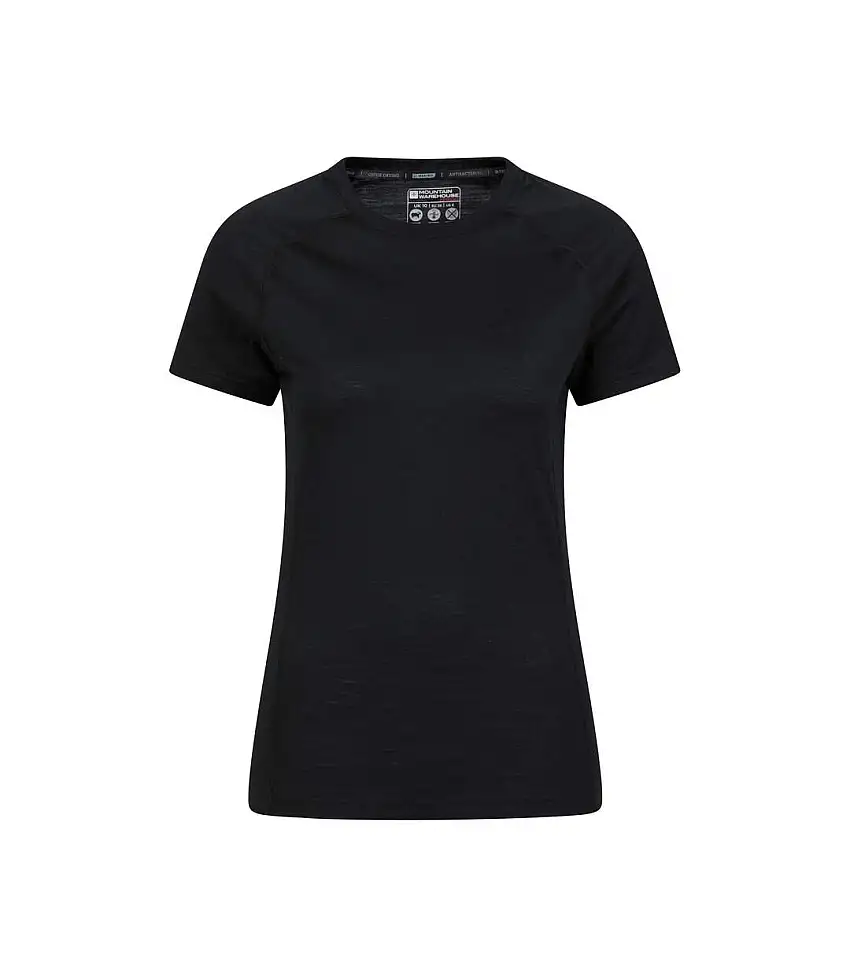 Womens/ladies Summit Merino Wool Thermal Top Black Mountain Warehouse