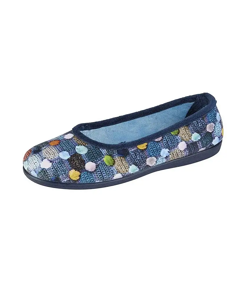 Womens/ladies Samira Ballerina Slippers Blue Sleepers