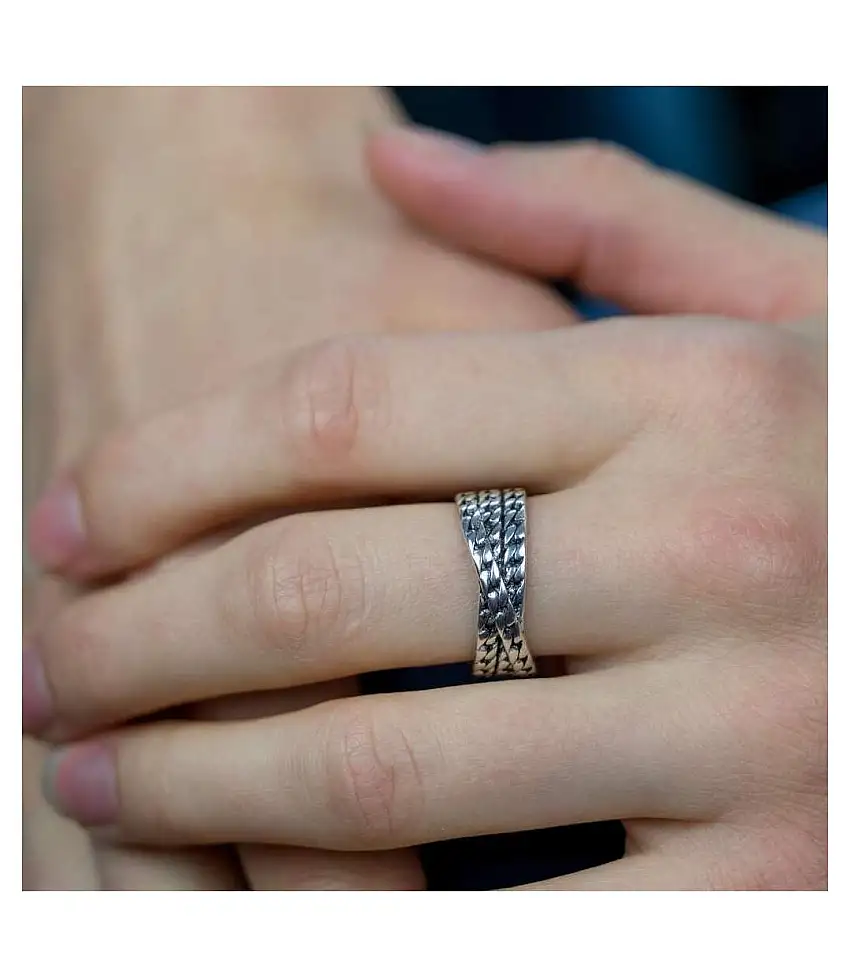 Adjustable Boho Vintage Thick Cross Chain Dainty Cuff Band Ring